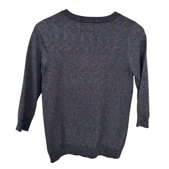 Modcloth Metallic Sparkle Iridescent Black Grey Cardigan Sweater Size Med EUC - Picture 3 of 8